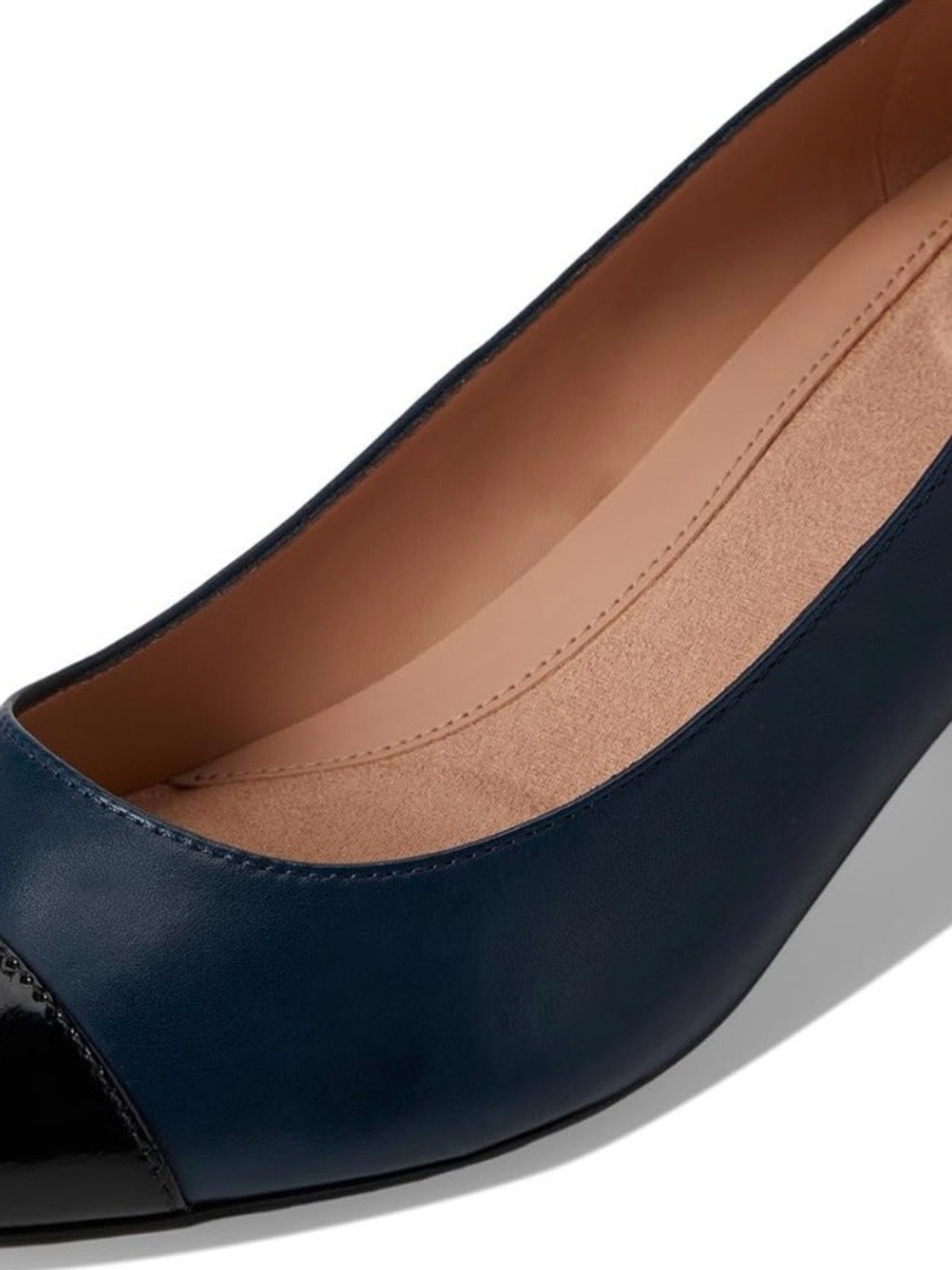 Cole Haan Classic Navy and Black Cap-Toe Low Heel Pumps - Women - Picture 2 of 4
